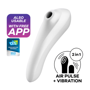 Satisfyer dual pleasure 智能震動吸吮按摩棒 產品圖 白 1