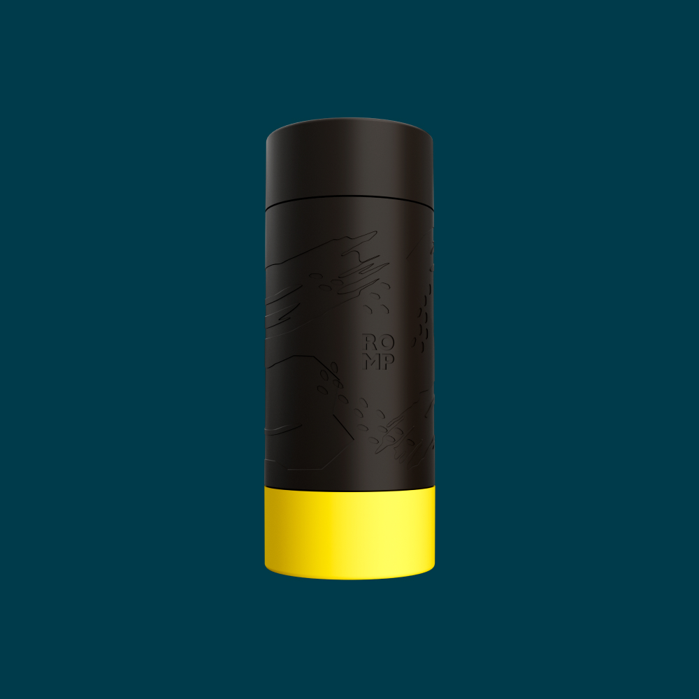 ROMP Dash 黑色手搖紓壓器官方產品照 02,深青色品牌背景
