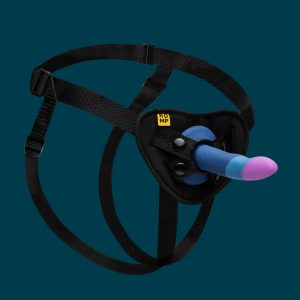 ROMP Piccolo with Harness 藍紫色官方產品照 02,深青色品牌背景