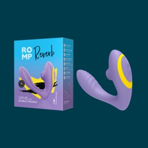 ROMP Reverb 丁香紫吸吮震動器官方產品照 04,深青色品牌背景