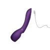 We-Vibe Wand 2 紫色無線按摩棒與磁吸充電線,白底
