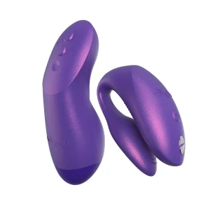 We-Vibe Chorus Pro 伴侶共震器 星際紫,感壓遙控器與主機白底平拍